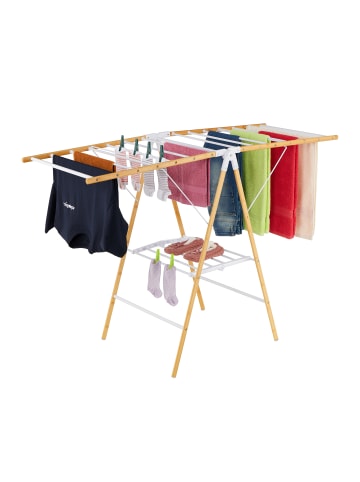 relaxdays Wäscheständer in Natur/ Weiß - (B)148 x (H)100 x (T)56 cm