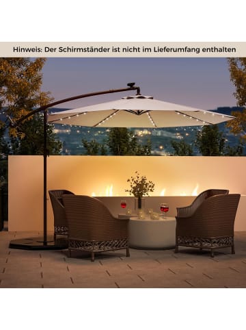 COSTWAY Sonnenschirm 300 cm mit LED in Beige