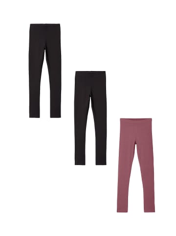 name it Basic Leggings 3er Stück Set NKFVIVIAN in Schwarz-Pink