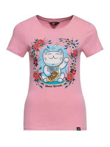 Queen Kerosin Queen Kerosin T-Shirt Lucky Cat in rosa
