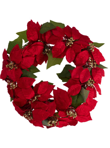 Home&Styling Collection Weihnachtlicher Türkranz, Weihnachtsstern in Rot, Ø 45 x (H) 17 cm