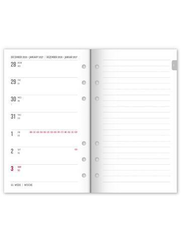 NOTIQUE Kalender 2027 Wochenplaner mit 6 Ringen in Türkis - 12,5 x 19 cm