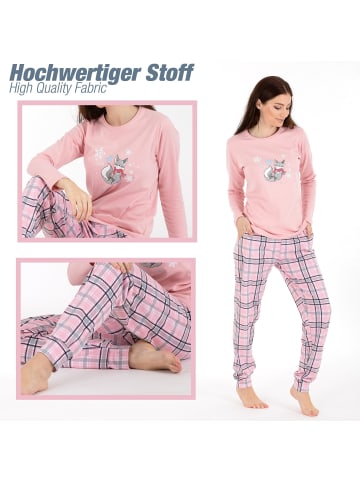 LOREZA Schlafanzug Pyjama langarm- Interlock - Rosa