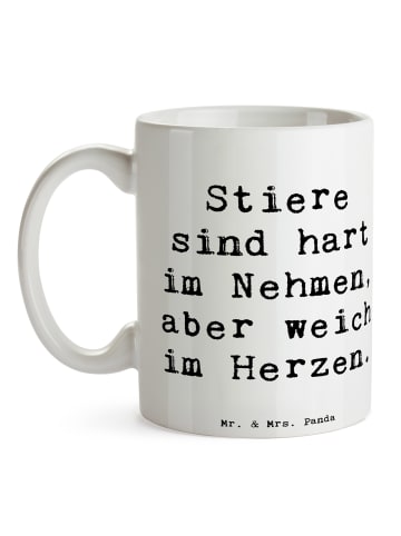 Mr. & Mrs. Panda Geschenktasse Spruch Stier Herz mit Spruch in Weiß