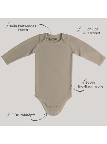 Sämann Baby Body aus 100% Bio-Baumwolle Schlupfbody langarm nicht gerippt Simply Taupe