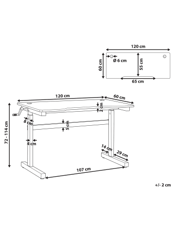 Beliani Gaming-Tisch DURBIN in Schwarz - (W) 120 x (H) 72 x (L) 60 cm