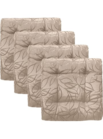 Erwin Müller Jacquard, Baumwollmischung Outdoor-Stuhlkissen 4er-Pack Terrassa in cappuccino