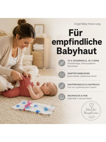 Kinderhaus Blaubär Baby-Hose Lang mit Nabelbund & Mulltuch Blaubaer in Kupfer