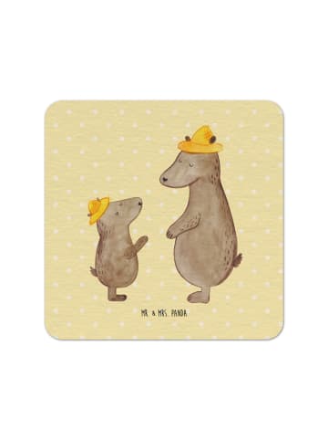 Mr. & Mrs. Panda Tischuntersetzer Bären mit Hut ohne Spruch in Gelb Pastell