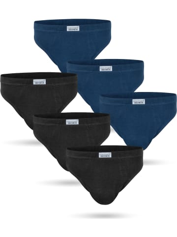 normani 6 Slips aus Baumwolle mit Stretchbund für Herren in 3 x Navy 3 x Schwarz