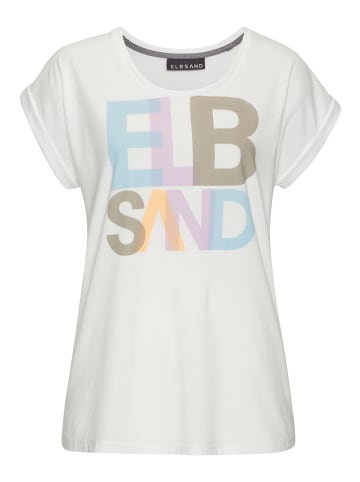 ELBSAND Print-Shirt in weiß bedruckt