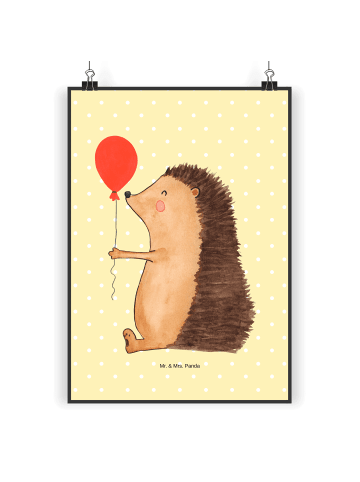 Mr. & Mrs. Panda Bild Igel Luftballon ohne Spruch in Gelb Pastell