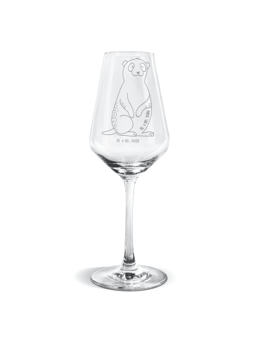 Mr. & Mrs. Panda Weißwein Glas Erdmännchen ohne Spruch in Transparent