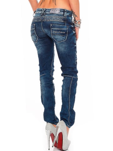 Cipo & Baxx Damen Slim Fit Hose Stonewashed in Blue
