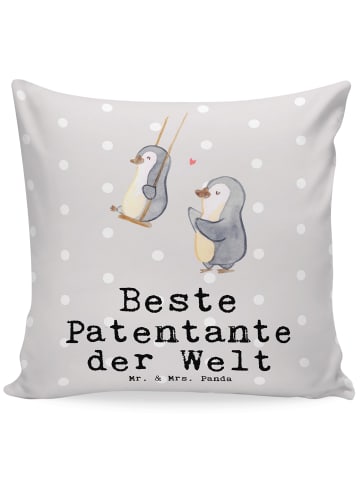 Mr. & Mrs. Panda 40x40 Kissen Pinguin Beste Patentante der Welt ... in Grau Pastell