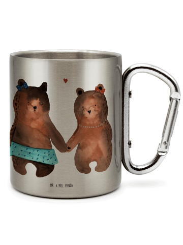 Mr. & Mrs. Panda Becher Bär Freundin ohne Spruch in Silber