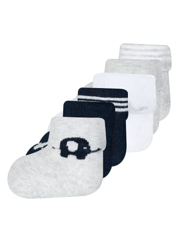 ewers 6er-Set Newborn Socken GOTS Elefant in navy-grau