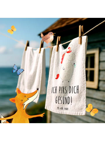 Mr. & Mrs. Panda Gästehandtuch Einhorn Krankenschwester mit Spruch in Weiß
