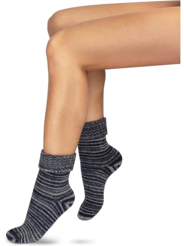 normani 2 Paar Skandinavische Wollsocken mit Umschlag in Grau