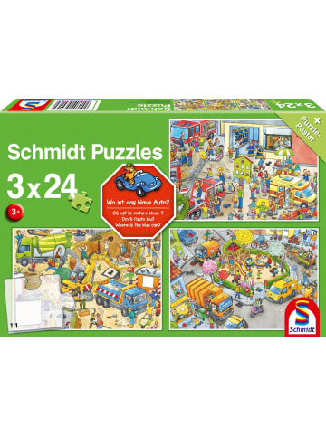 Schmidt Spiele Wo ist das blaue Auto? Kinderpuzze 3x24 Teile