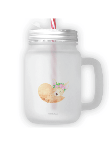 Mr. & Mrs. Panda Glas Wüstenfuchs Blumen ohne Spruch in Transparent