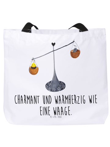 Mr. & Mrs. Panda Tasche Sternzeichen Waage mit Spruch in Weiß