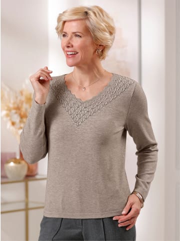 WITT WEIDEN V-Pullover in sesam-meliert