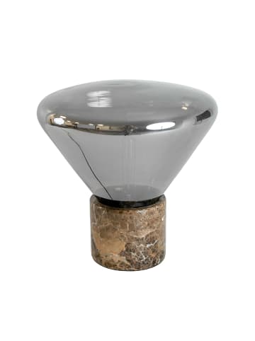 Angel Cerdá Tischlampe aus grauem Rauchglas mit Spiegeleffekt und Keramikmarmor