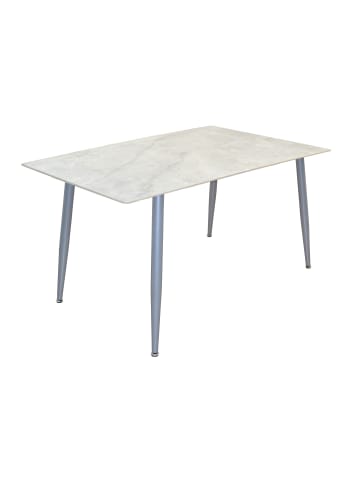 möbel-direkt 4-Fuß-Esstisch mit großer Steinplatte 140x80 cm in alufarben