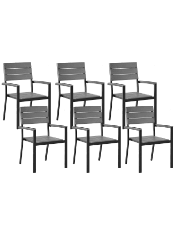 Beliani 6er-Set Gartenstuhl COMO in Grau/Schwarz
