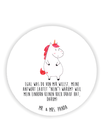 Mr. & Mrs. Panda Rund Magnet Einhorn Wut mit Spruch in Weiß