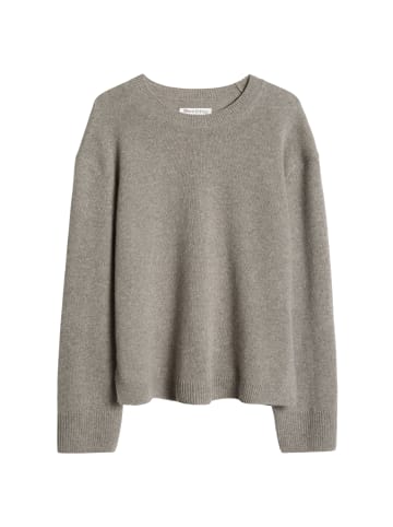 Marc O'Polo DENIM Strickpullover mit Rundhalsausschnitt und Seitenschlitzen in Stone Taupe Melange