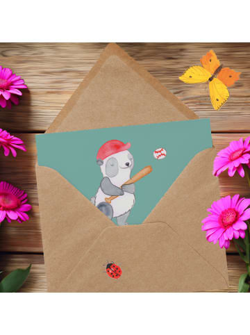 Mr. & Mrs. Panda Grußkarte Baseball Leben mit Spruch in Meeresbrise