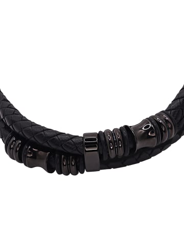 Steel_Art Herrenarmband Lederarmband Luca in Schwarz