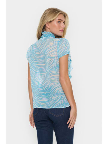 SAINT TROPEZ Langarm - Hemd LiljaSZ Gerade Passform in Blue Leaves Strokes