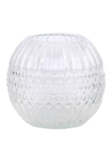 Chic Antique Vase Glas mit Rillen Struktur 13x15 cm