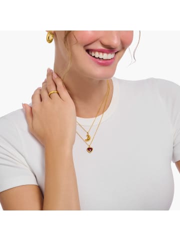Thomas Sabo Kette Mit Dunkelrotem Herz-Anhänger in gold, rot