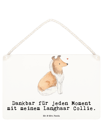 Mr. & Mrs. Panda Deko Schild Langhaar Collie Moment mit Spruch in Weiß