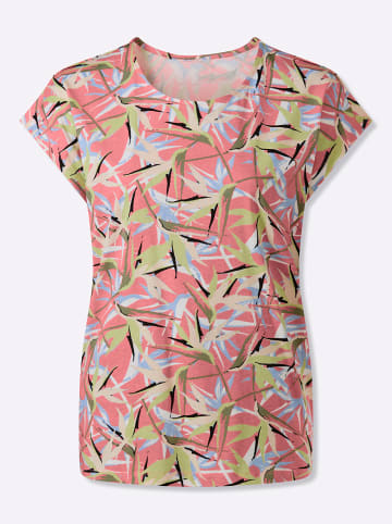 Sieh an! Kurzarm-Shirt in flamingo-bleu-bedruckt