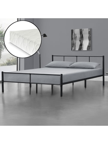 en.casa Metallbett Laos mit Matratze in Schwarz (B)180cm