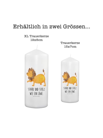 Mr. & Mrs. Panda Trauerkerze Sternzeichen Löwe mit Spruch in Weiß