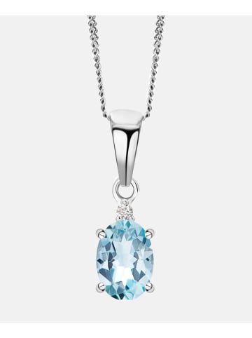 Diamant L'éternel Halskette aus 375 Weißgold mit Diamant mit Aquamarin