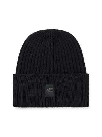 Camel Active Strickmütze aus Baumwollmix in Schwarz
