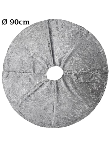 JACK Christbaumdecke Rund Ø 90cm Weihnachtsbaumdecke in Silber / Ornamente