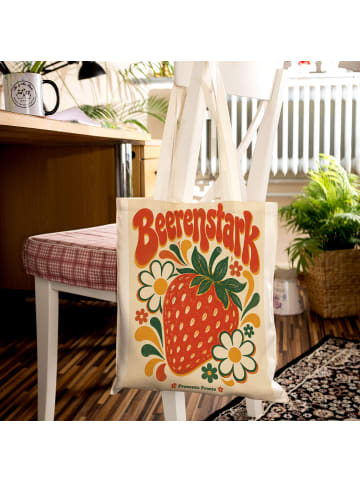 Umhängetasche Erdbeere retro Design mit Spruch in Weiß