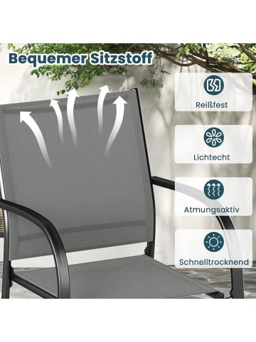 COSTWAY Gartenstühle stapelbar 2er Set in Grau
