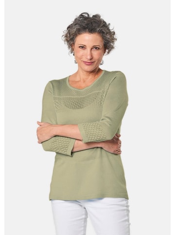 GOLDNER Pullover mit schönem Ajourmuster in baummoos