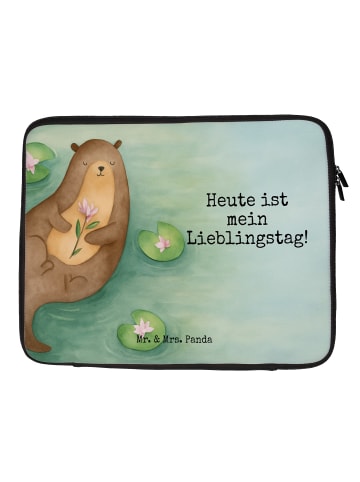 Mr. & Mrs. Panda Laptop Tasche Otter Seerose Design mit Spruch in Weiß