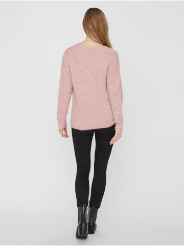 Vero Moda Strickpullover V-Ausschnitt Langarm Sweater VMCREWLEFILE in Rosa