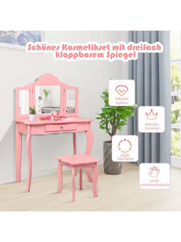 COSTWAY Schminktisch mit Hocker in Rosa